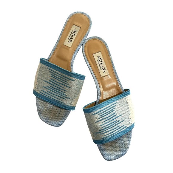 ARTEANA Slides in Cream Blue - Picture 1 of 5